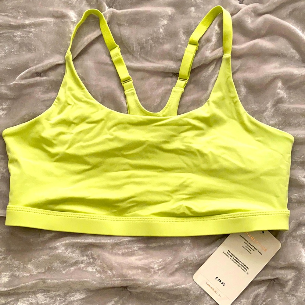 BNWT lime green fabletics sports bra